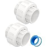 2 PCS 2" PVC Union Coupling Pipe Fitting, Slip Joint Adapter PVC Connectors (Socket x Socket), Built-in EPDM O-Ring, Schedule 40, Ideal for Pool Pump, Irrigation Systems, Plumbing, DIY Projects