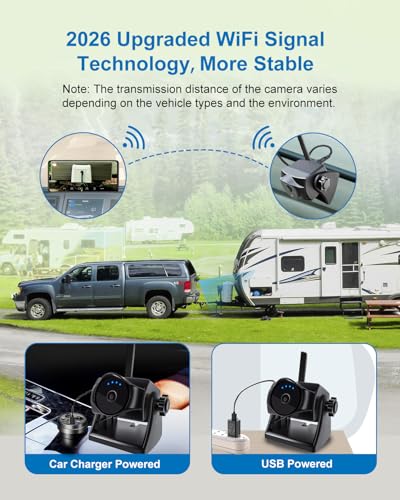 1080P Wireless Magnetic Backup Camera, WiFi Backup Camera with Durable Battery, 90 Days Standby, Night Vision, IP69K, Simple Installation for Trucks, Trailers, Compatible with