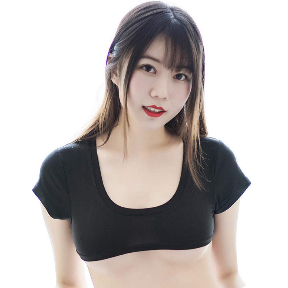 SINMIUANIME Women's Underwear Crop Top Lingerie Shirt Lolita Anime Cosplay Costumes Tank Tops Bra Blouse - black - One Size