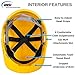 AMSTON Safety Hard Hat, Head Protection, “Keep Cool” Vented Helmet, Fully Adjustable, Low Profile, Cap Style, Type 1 Class C, Construction, ANSI Z89.1, Yellow