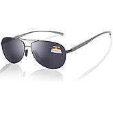 LianSan Premium Aviator Bifocal Reading Sunglasses for Men Women Retro Top Clear Sun Readers UV Protection