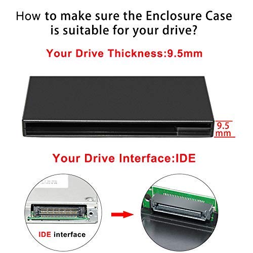 External USB 2.0 9.5mm IDE Optical Drive Case, Enclosure Case