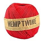 Red Hemp Twine - 20 LB. Test - 1mm - 430 Feet - 100g - 100% Hemp Fibers