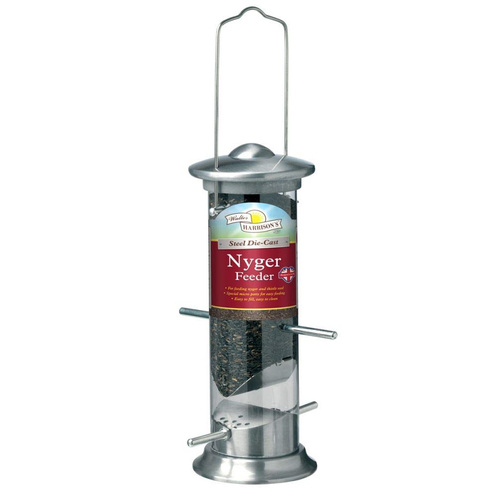 Walter Harrison's Nyger Seed Steel Plated Die Cast Wild Bird Hard-Wearing Hanging Feeder - Small - 20 cm