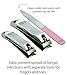 Nail Clippers by Zizzili Basics - 3 Piece Nail Clipper Set - Stainless Steel Fingernail & Toenail Clippers with Nail File & Bonus Pink Carry Case - Best Nail Care for Manicure, Pedicure, Home & Travel