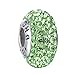 Boruo Charms 925 Sterling Silver Czech Crystal Peridot Glass Ball Beads Spacers August Birthstone Threaded Core Charm Fit All Bracelets.