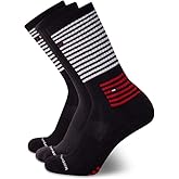 Tommy Hilfiger Mens Crew Socks - 3 Pack Cotton Blend Cushioned Athletic Performance Crew Length Running Socks for Men