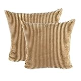 Sykting Couch Pillow Cases Throw Pillow Covers 18 x 18 Square Set of Two Super Soft Home Car Decorative Camel