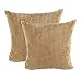 sykting Square Pillow Covers Super Soft Striped Textured Velvet Corduroy Cushion Cases Decorative 18 x 18 Pack of 2 Camel