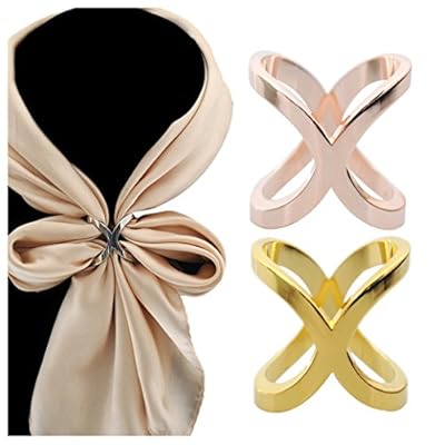 ZAKIA Women's Elegant Hollow Cross Silk Scarf Clips Rings Holder for Wedding Party ZAKIA Women's Elegant Hollow Cross Silk Scarf Clips Rings Holder for Wedding Party