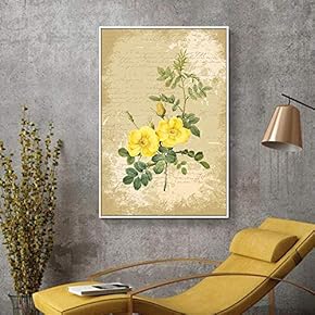 Floating Framed for Living Room Bedroom Retro Flower for