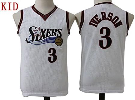Kids Philadelphia 76ers #3 Allen Iverson Basketball Jerseys White Retro M