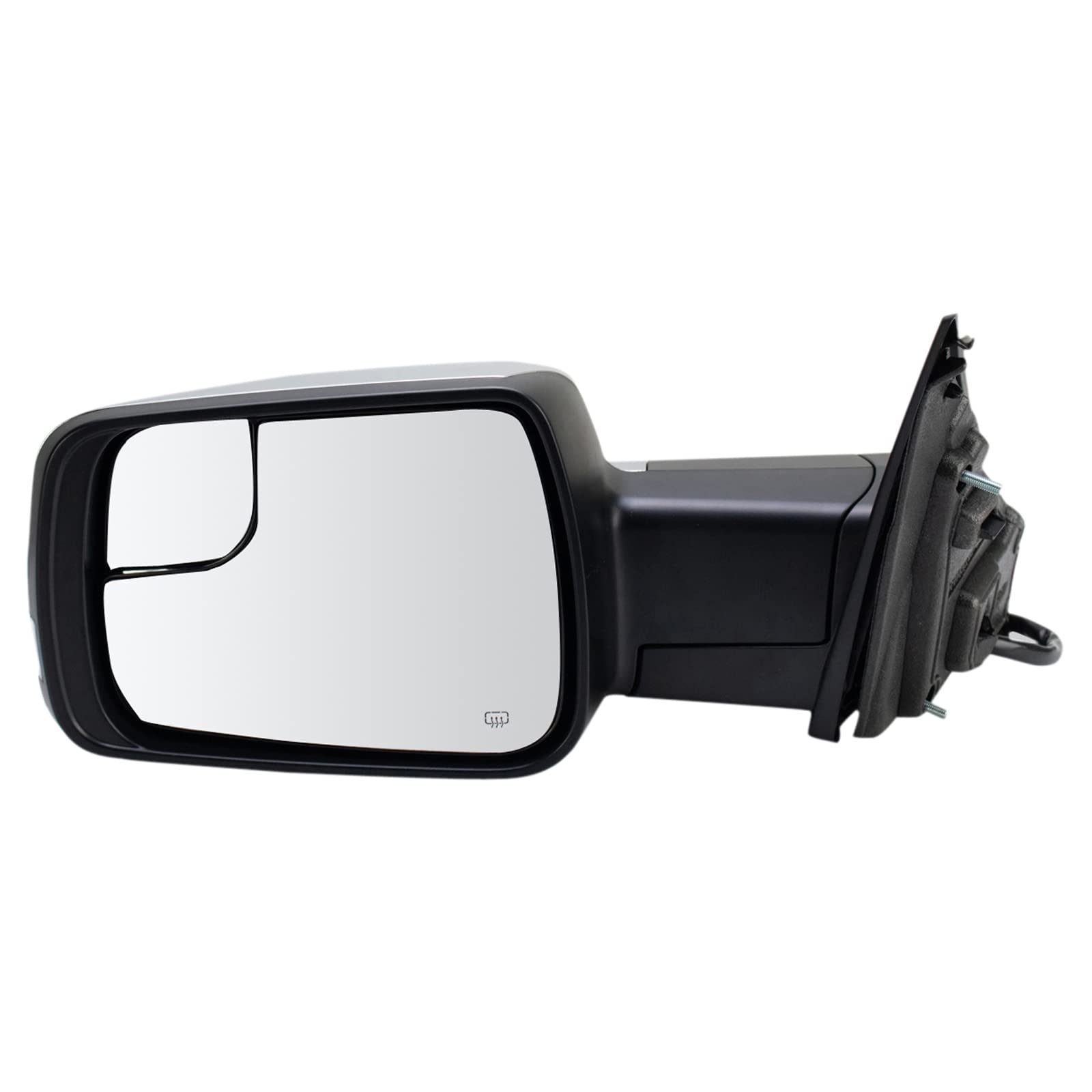TRQ Driver Side Power Folding Mirror Heated Memory Chrome Cap Textured Housing Compatible with 2019-2022 Ram 1500 CH1320474