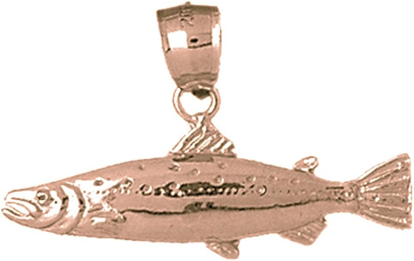 14K Rose Gold Salmon Pendant Necklace 22 mm Amazon.co.uk Jewellery