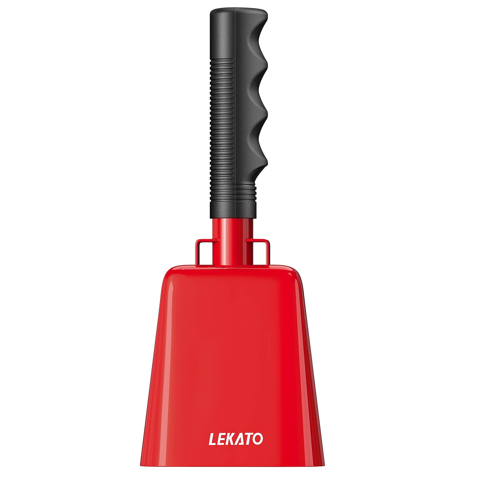 LEKATO 1 Pack 8 Inch Steel Cowbell with Handle – Loud Cheering Hand Bell for Sporting Events, Christmas Celebrations & Parties – Perfect Noise Maker & Percussion Instrument (Red)