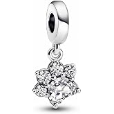 PANDORA Sparkling Pet Paw Print Dangle Charm | Sterling Silver &amp; Cubic Zirconia, Jewelry for Women with Gift Box, Compatible with PANDORA Moments