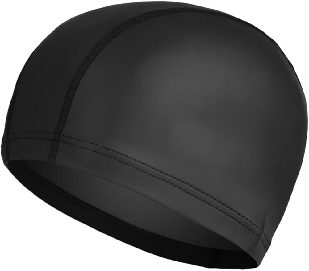 Guoainn Unique Solid Color Men Women Elastic Swimming Cap Long