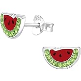 925 Sterling Silver Crystal Watermelon Stud Earrings, Sold as a Pair