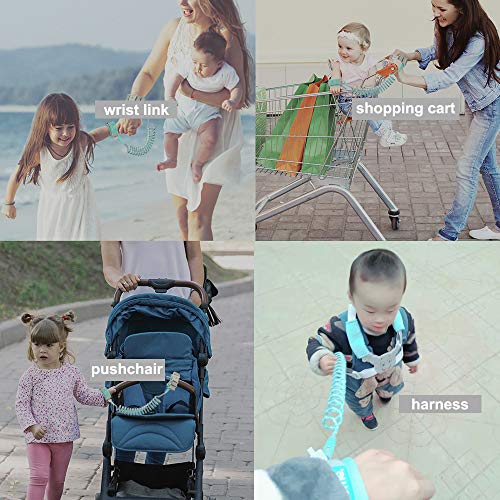 Toddler Leash Backpack Harness for Kid, Baby, Child, 3-in-1, Anti Lost Wrist Cuff with Lock + 1.5m Link + Safety Walking Backpack for Girls, Boys