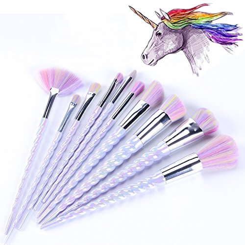 YA MI Unicorn Makeup Brushes Set Fantasy Makeup Tools Foundation Eyeshadow Unicorn Brushes Kit With Case (10Pcs)