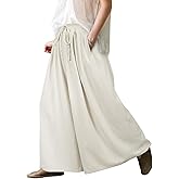 UQJE Women's Wide Leg Baggy Jeans Plus Size Loose Elastic Waist Denim Pants with Deep Pockets Light Blue