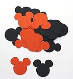 100 Black & Orange Mickey Confetti, Paper Mickey Mouse Halloween Party Decorations