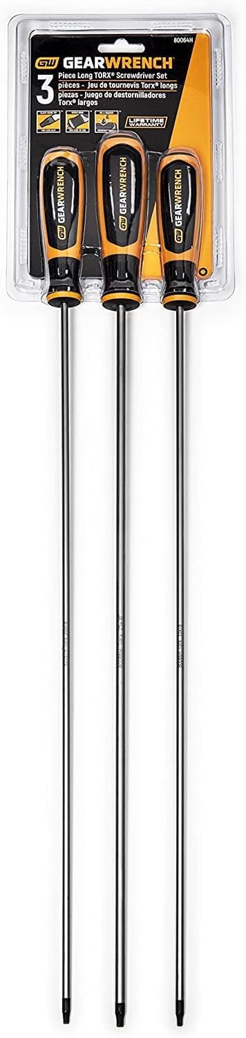GearWrench 80064H Torx® Dual Material Screwdriver Set, Non-Slip Black Oxide Tip, 3 Piece