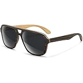 SUNAIT Light Burl/Black Oak/Zebra & Ebony/Maple Wood Sunglasses Classic Square Aviator for Men & Women HD Polarized Lens