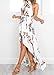 ZESICA Women's Halter Neck Floral Printed High Low Beach Party Maxi Dress, White, Small