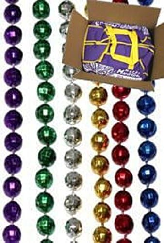 Mardi Gras, Assorted Metallic Disco Ball Beads, 7 mm, 33", 60 Dozen (720pcs).