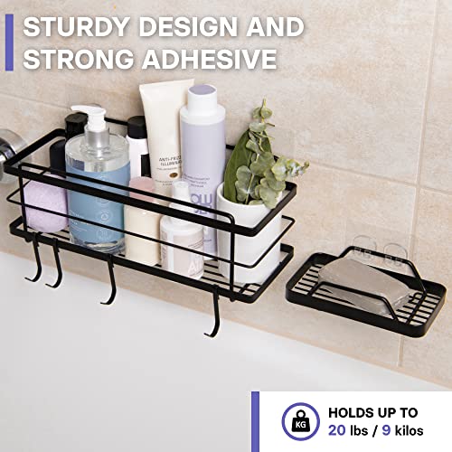 KINCMAX Shower Caddy Basket Shelf & Soap Dish Adhesive DrillFree