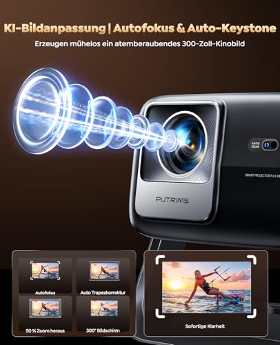 Smart Projector Google TV/360° Rotatable: 4K Projector with Auto Focus/6D Keystone Correction, 1080P Full HD WiFi6 & Bluetooth Home Cinema / Outdoor