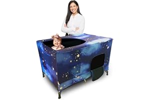 Ark Royale Sleep’N’Shade PRO Series – Blackout Pack N Play Cover with Video Monitor Pouch – The Darkest Canopy Crib Cover for Travel Naps Play or Sleep – for Age 4 Months and Older