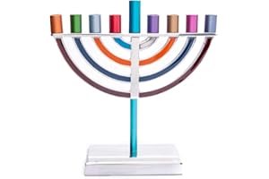Yair Emanuel Hanukkah Menorah Classic Style Colored Branches (Multi Color, Small)