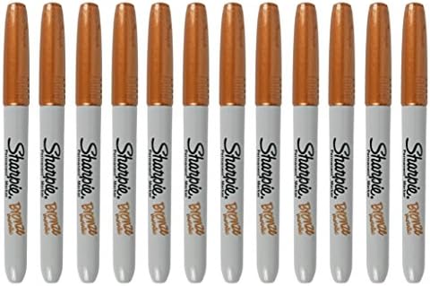 Set of 12 Bronze Metallic Sharpies! Great for Dark Surfaces! Metallic Permanent Marker!