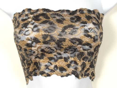 Ally Rose Topper Stretch Lace Camisole Bandeau Tube Top 8 Inches Long Animal Print Nude S