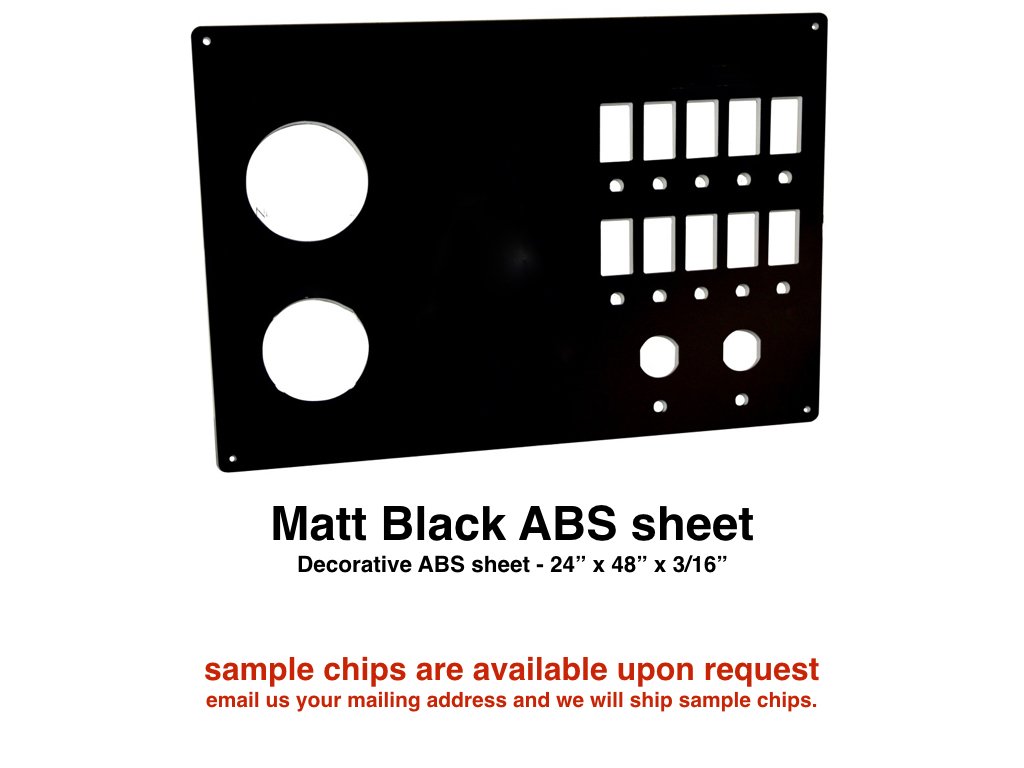 Boat Dash Panel Blanks, Boat Instrument Panel Blanks / 24 x 48 x 3/16&rdquo; plastic Matt Black
