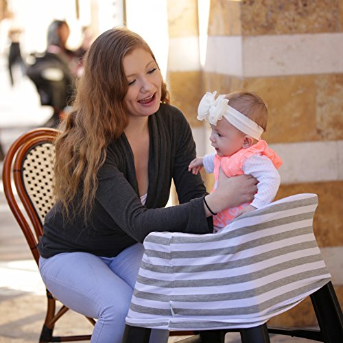 Pupiki Nursing Breastfeeding Cover: Soft, Cute, Stretchy Baby Breastfeeding Scarf w/ Carry Bag + Bandana Drool Bib| Top Multipurpose Infant Canopy/ Baby Car Seat Cover/ Stroller - Thumbnail 6