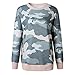 BTFBM Women Sweatshirts Camo Leopard Print Crew Neck Long Sleeve Camouflage Casual Fit Sweatshirt Pullover Tops Shirts (Pink/Gery Camo, X-Large)