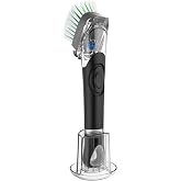 Pot and Pan Cleaning Brush, Heavy Duty Dish Brush for Kitchen | Soap Dispensing Dish Scrubber with Stiff Bristles for Sink, Pots, Pans, Kitchen Scrub Brush with Scraper