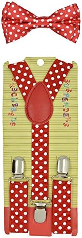 Baby Toddler Kids Children Boys Girls Red Polka Dot Suspender &amp; Bow Tie Set