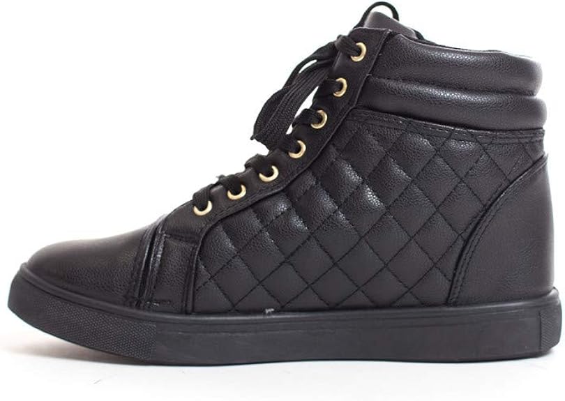 soho shoes women's leatherette quilted zipper lace up high top sneakers