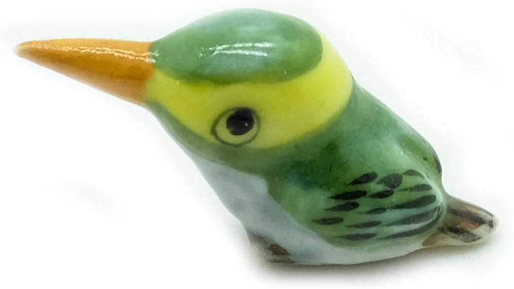 Grandroomchic Dollhouse Animal Miniature Handmade Porcelain Statue Ceramic Decorative 1/24 Scale Tiny King Fisher Bird Figurine Collectibles Gift