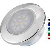 Besramtic LED Marine Boat Courtesy Lights with RGBW Waterproof Stainless Steel Flush Mounting 12 Volts One Piece 2.76 Inches