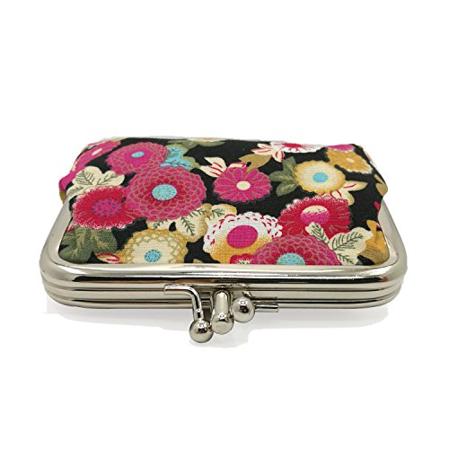 image for Sanxiner Cute Floral Buckle Coin Purses Vintage Pouch Kiss-lock Change