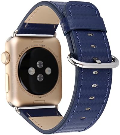 iWatch Leather Watchband, HotGlows Solid Color Carbon Fiber Handcraft Leather Wrist Watch Band Replacement Strap Belt for Apple Watch Band 38mm
