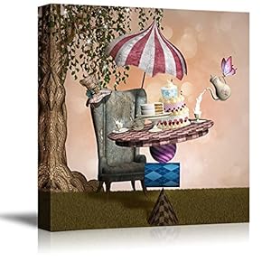 Canvas Prints Wall Art - Wonderland Series - Mad Hatter Banquet | Modern Wall Decor/Home Decoration Stretched Gallery Canvas Wrap Giclee Print. Ready to Hang - 12" x 12"
