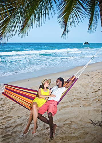 AMAZONAS Klassische Hängematte Lambada Tropical handgefertigt in Brasilien 210cm x 140cm bis 150 kg buntgestreift – Bild 4