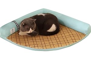 Kelendle Pet Dog Bed for Small Medium Large Dogs and Cats Triangle Corner Lounger with Removable Cover and Breathable Summer Mat Cushion Pet Corner Couch Bed Pillow Washable (Green, Small)