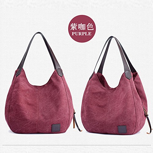 Clearance Sale! ZOMUSA Women's Casual Multi-Pocket Canvas Handbags Messenger Bag Tote Single Shoulder Shopping Bags (Purple)